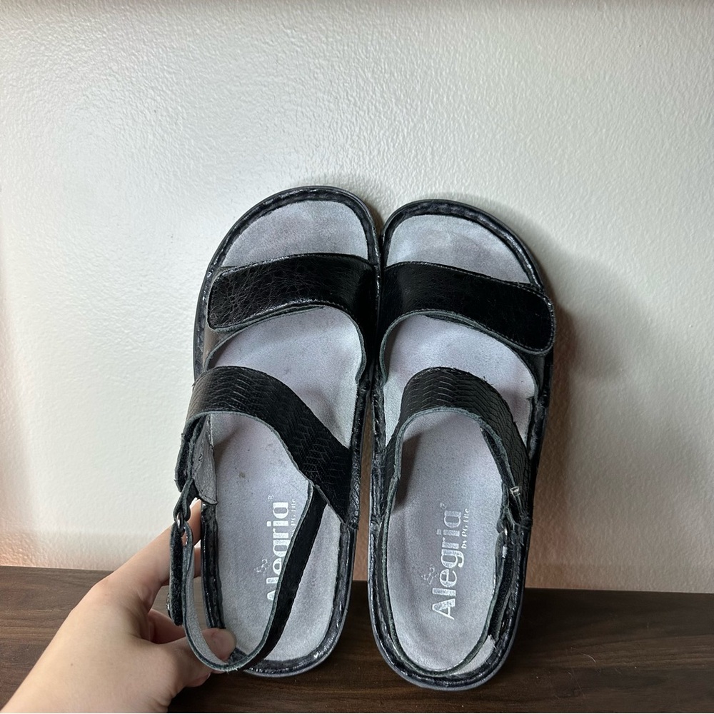 Alegria Black Leather Verona Sandals Sz 38 - Picture 6 of 7